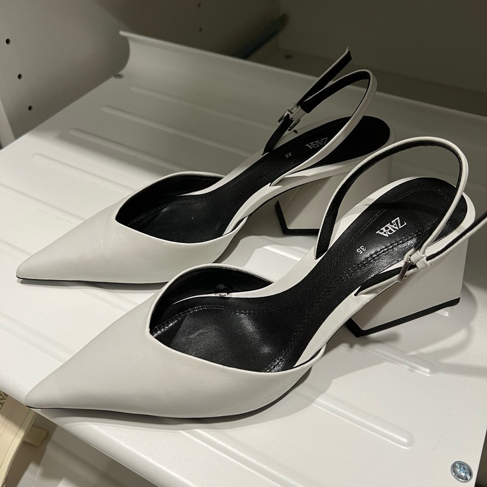 Zara sling back shoes with block heels